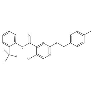 5-chloro-2-[(4-methylbenzyl)sulfanyl]-N-[2-(trifluoromethyl)phenyl]pyrimidine-4-carboxamide结构式