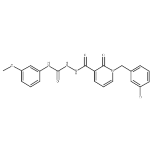 COc1cccc(NC(=O)NNC(=O)c2cccn(Cc3cccc(Cl)c3)c2=O)c1结构式
