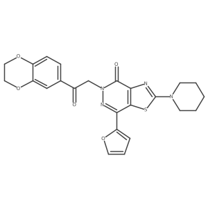 5-(2-(2,3-dihydrobenzo[b][1,4]dioxin-6-yl)-2-oxoethyl)-7-(furan-2-yl)-2-(piperidin-1-yl)thiazolo[4,5-d]pyridazin-4(5H)-one结构式