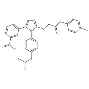 2-({1-[4-(difluoromethoxy)phenyl]-5-(3-nitrophenyl)-1H-imidazol-2-yl}sulfanyl)-N-(4-methylphenyl)acetamide结构式