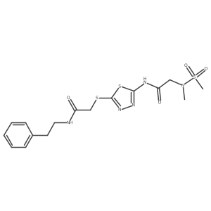 2-({5-[2-(N-methylmethanesulfonamido)acetamido]-1,3,4-thiadiazol-2-yl}sulfanyl)-N-(2-phenylethyl)acetamide Structure