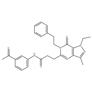 N-(3-acetylphenyl)-2-((1-ethyl-3-methyl-7-oxo-6-phenethyl-6,7-dihydro-1H-pyrazolo[4,3-d]pyrimidin-5-yl)thio)acetamide结构式
