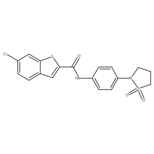 6-chloro-N-[4-(1,1-dioxido-1,2-thiazolidin-2-yl)phenyl]-1-benzothiophene-2-carboxamide Structure