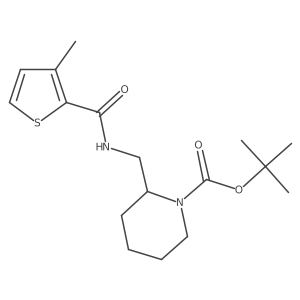 tert-Butyl 2-((3-methylthiophene-2-carboxamido)methyl)piperidine-1-carboxylate结构式