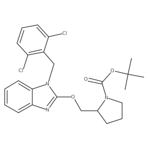 tert-Butyl 2-(((1-(2,6-dichlorobenzyl)-1H-benzo[d]imidazol-2-yl)oxy)methyl)pyrrolidine-1-carboxylate结构式
