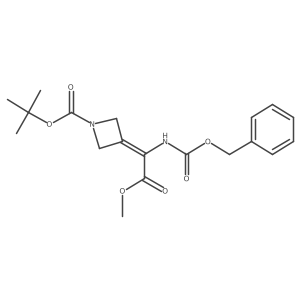 tert-butyl 3-(1-(Benzyloxycarbonylamino)-2-methoxy-2-oxoethylidene)azetidine-1-carboxylate结构式