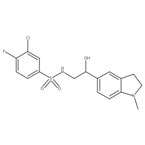 3-chloro-4-fluoro-N-(2-hydroxy-2-(1-methylindolin-5-yl)ethyl)benzenesulfonamide结构式