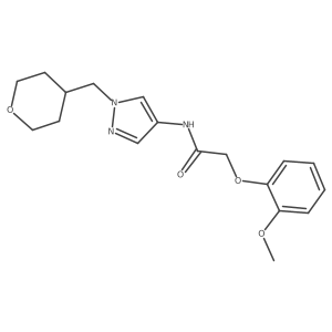 2-(2-methoxyphenoxy)-N-(1-((tetrahydro-2H-pyran-4-yl)methyl)-1H-pyrazol-4-yl)acetamide结构式