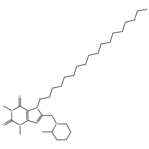 1,3-Dimethyl-8-[(2-methylpiperidin-1-YL)methyl]-7-octadecylpurine-2,6-dione结构式