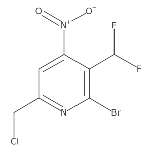 2-Bromo-6-(chloromethyl)-3-(difluoromethyl)-4-nitropyridine Structure