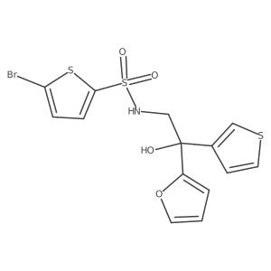 5-bromo-N-(2-(furan-2-yl)-2-hydroxy-2-(thiophen-3-yl)ethyl)thiophene-2-sulfonamide结构式