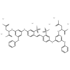 hexasodium;2-[[4-anilino-6-[4-[(E)-2-[4-[[4-anilino-6-(1,2-dicarboxylatoethylamino)-1,3,5-triazin-2-yl]amino]-2-sulfonatophenyl]ethenyl]-3-sulfonatoanilino]-1,3,5-triazin-2-yl]amino]butanedioate Structure