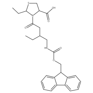 2-ethyl-3-{3-[({[(9H-fluoren-9-yl)methoxy]carbonyl}amino)methyl]pentanoyl}-1,3-thiazolidine-4-carboxylic acid结构式