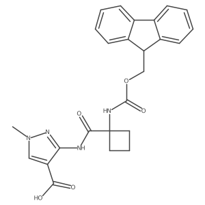 3-[1-({[(9H-fluoren-9-yl)methoxy]carbonyl}amino)cyclobutaneamido]-1-methyl-1H-pyrazole-4-carboxylic acid Structure