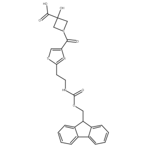 1-{2-[2-({[(9H-fluoren-9-yl)methoxy]carbonyl}amino)ethyl]-1,3-thiazole-4-carbonyl}-3-hydroxyazetidine-3-carboxylic acid结构式