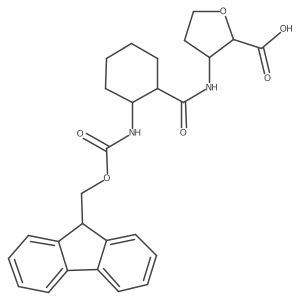 (2RS,3SR)-3-[(1RS&,2SR&)-2-({[(9H-fluoren-9-yl)methoxy]carbonyl}amino)cyclohexaneamido]oxolane-2-carboxylic acid Structure