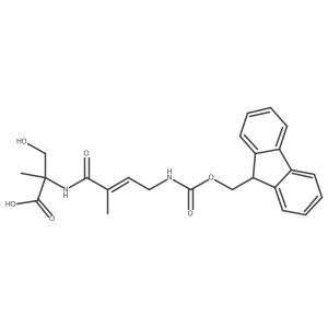 2-[4-({[(9H-fluoren-9-yl)methoxy]carbonyl}amino)-2-methylbut-2-enamido]-3-hydroxy-2-methylpropanoic acid结构式