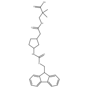 rac-3-{2-[(1R,3S)-3-({[(9H-fluoren-9-yl)methoxy]carbonyl}amino)cyclopentyl]acetamido}-2,2-dimethylpropanoic acid Structure