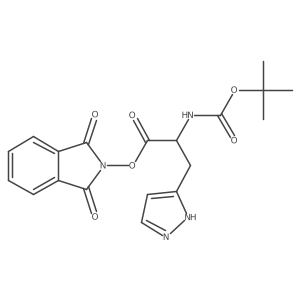 1,3-dioxo-2,3-dihydro-1H-isoindol-2-yl 2-{[(tert-butoxy)carbonyl]amino}-3-(1H-pyrazol-3-yl)propanoate结构式