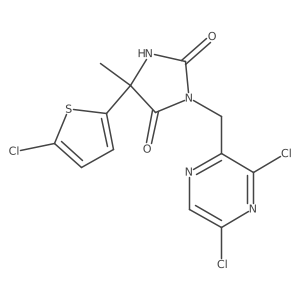 5-(5-Chlorothiophen-2-yl)-3-[(3,5-dichloropyrazin-2-yl)methyl]-5-methylimidazolidine-2,4-dione结构式