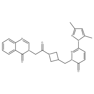 3-[2-(3-{[3-(3,5-dimethyl-1H-pyrazol-1-yl)-6-oxo-1,6-dihydropyridazin-1-yl]methyl}azetidin-1-yl)-2-oxoethyl]-3,4-dihydroquinazolin-4-one结构式
