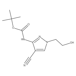 tert-butyl N-[4-cyano-1-(2-hydroxyethyl)-1H-pyrazol-3-yl]carbamate结构式