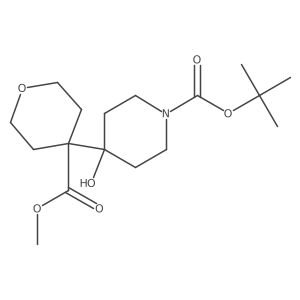 Tert-butyl 4-hydroxy-4-[4-(methoxycarbonyl)oxan-4-yl]piperidine-1-carboxylate结构式