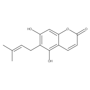 5,7-Dihydroxy-6-(3-methylbut-2-en-1-yl)-2H-chromen-2-one结构式