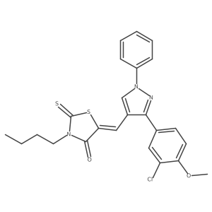 (5Z)-3-Butyl-5-{[3-(3-chloro-4-methoxyphenyl)-1-phenyl-1H-pyrazol-4-YL]methylene}-2-thioxo-1,3-thiazolidin-4-one Structure