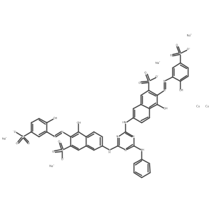 O=S(=O)([O-])c1ccc([O-])c(N=Nc2c(S(=O)(=O)[O-])cc3cc(Nc4nc(Nc5ccccc5)nc(Nc5ccc6c([O-])c(N=Nc7cc(S(=O)(=O)[O-])ccc7[O-])c(S(=O)(=O)[O-])cc6c5)n4)ccc3c2[O-])c1.[Cu+2].[Cu+2].[Na+].[Na+].[Na+].[Na+]结构式