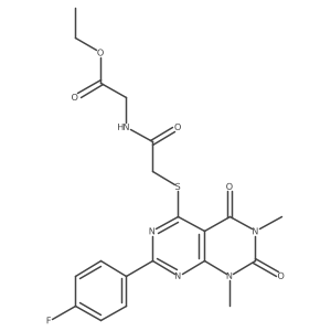 Ethyl 2-(2-((2-(4-fluorophenyl)-6,8-dimethyl-5,7-dioxo-5,6,7,8-tetrahydropyrimido[4,5-d]pyrimidin-4-yl)thio)acetamido)acetate结构式