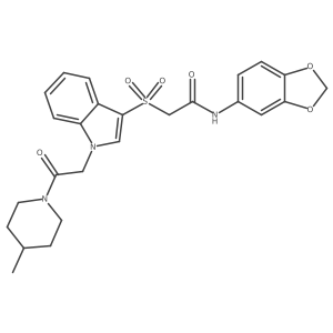 N-(benzo[d][1,3]dioxol-5-yl)-2-((1-(2-(4-methylpiperidin-1-yl)-2-oxoethyl)-1H-indol-3-yl)sulfonyl)acetamide Structure