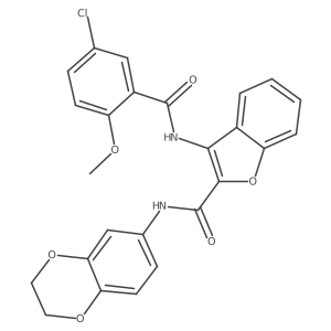 3-(5-chloro-2-methoxybenzamido)-N-(2,3-dihydrobenzo[b][1,4]dioxin-6-yl)benzofuran-2-carboxamide结构式