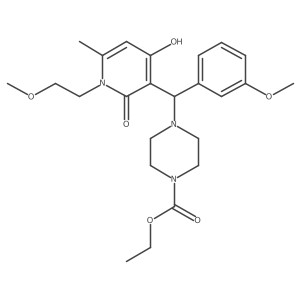 Ethyl 4-((4-hydroxy-1-(2-methoxyethyl)-6-methyl-2-oxo-1,2-dihydropyridin-3-yl)(3-methoxyphenyl)methyl)piperazine-1-carboxylate Structure