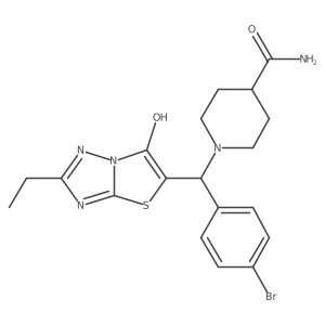 1-((4-Bromophenyl)(2-ethyl-6-hydroxythiazolo[3,2-b][1,2,4]triazol-5-yl)methyl)piperidine-4-carboxamide结构式
