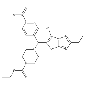 Ethyl 4-((2-ethyl-6-hydroxythiazolo[3,2-b][1,2,4]triazol-5-yl)(4-nitrophenyl)methyl)piperazine-1-carboxylate Structure