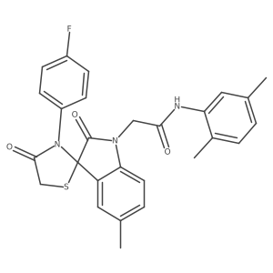 N-(2,5-dimethylphenyl)-2-(3'-(4-fluorophenyl)-5-methyl-2,4'-dioxospiro[indoline-3,2'-thiazolidin]-1-yl)acetamide结构式