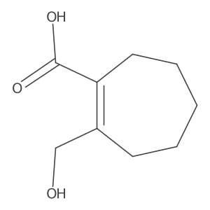 2-(Hydroxymethyl)-1-cycloheptene-1-carboxylic acid结构式