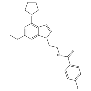 4-fluoro-N-(2-(6-(methylthio)-4-(pyrrolidin-1-yl)-1H-pyrazolo[3,4-d]pyrimidin-1-yl)ethyl)benzamide Structure