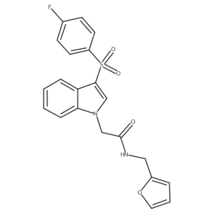 2-(3-((4-fluorophenyl)sulfonyl)-1H-indol-1-yl)-N-(furan-2-ylmethyl)acetamide结构式