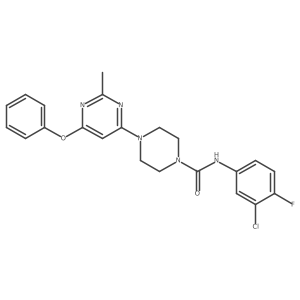 N-(3-chloro-4-fluorophenyl)-4-(2-methyl-6-phenoxypyrimidin-4-yl)piperazine-1-carboxamide结构式