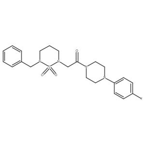 2-(6-Benzyl-1,1-dioxido-1,2,6-thiadiazinan-2-yl)-1-(4-(4-fluorophenyl)piperazin-1-yl)ethanone结构式
