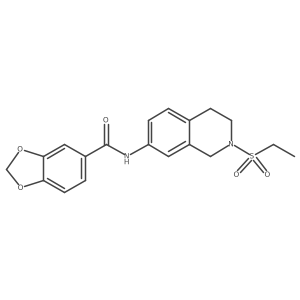 N-(2-(ethylsulfonyl)-1,2,3,4-tetrahydroisoquinolin-7-yl)benzo[d][1,3]dioxole-5-carboxamide结构式