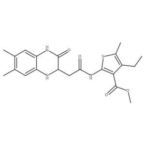 Methyl 2-[2-(6,7-dimethyl-3-oxo-1,2,3,4-tetrahydroquinoxalin-2-yl)acetamido]-4-ethyl-5-methylthiophene-3-carboxylate结构式