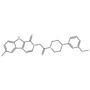 COc1cccc(N2CCN(C(=O)Cn3cnc4c([nH]c5ccc(C)cc54)c3=O)CC2)c1结构式