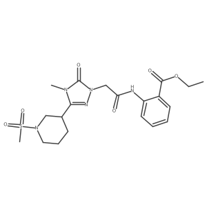 ethyl 2-(2-(4-methyl-3-(1-(methylsulfonyl)piperidin-3-yl)-5-oxo-4,5-dihydro-1H-1,2,4-triazol-1-yl)acetamido)benzoate结构式