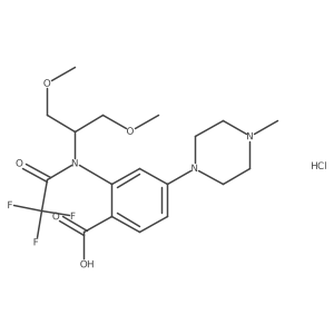 2-[1,3-Dimethoxypropan-2-yl-(2,2,2-trifluoroacetyl)amino]-4-(4-methylpiperazin-1-yl)benzoic acid;hydrochloride结构式