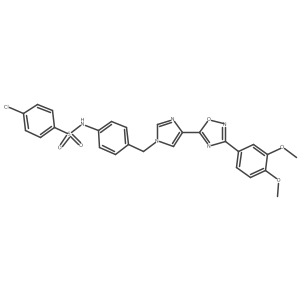 4-chloro-N-(4-((4-(3-(3,4-dimethoxyphenyl)-1,2,4-oxadiazol-5-yl)-1H-imidazol-1-yl)methyl)phenyl)benzenesulfonamide结构式