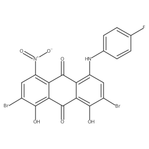 2,7-Dibromo-4-[(4-fluorophenyl)amino]-1,8-dihydroxy-5-nitro-9,10-anthracenedione结构式