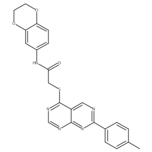 N-(2,3-dihydrobenzo[b][1,4]dioxin-6-yl)-2-((7-(p-tolyl)pyrimido[4,5-d]pyrimidin-4-yl)thio)acetamide结构式
